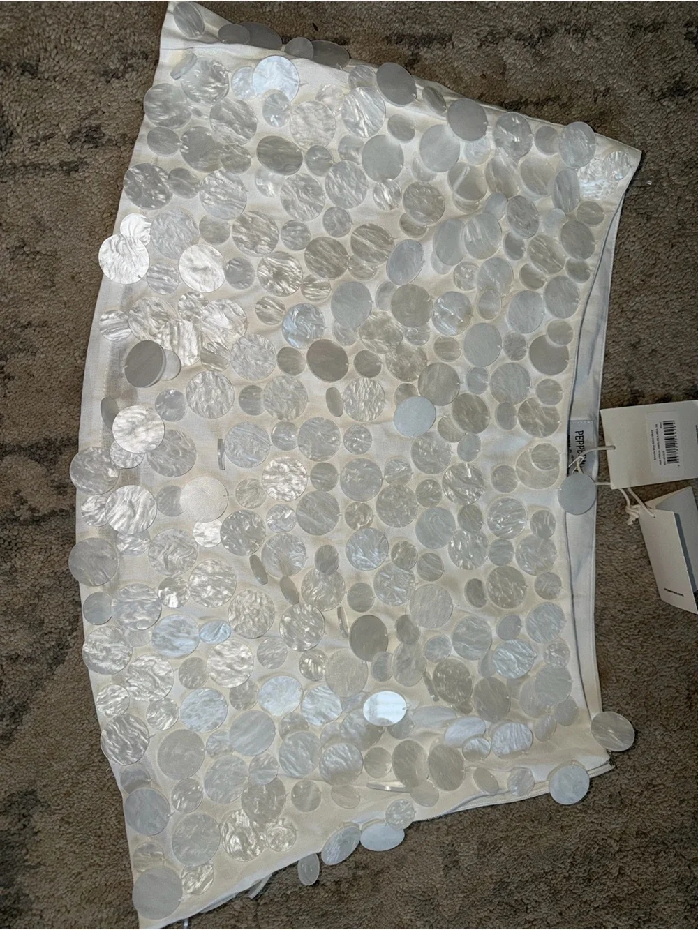 Peppermayo White Iridescent Disc Embellished Mini Skirt
